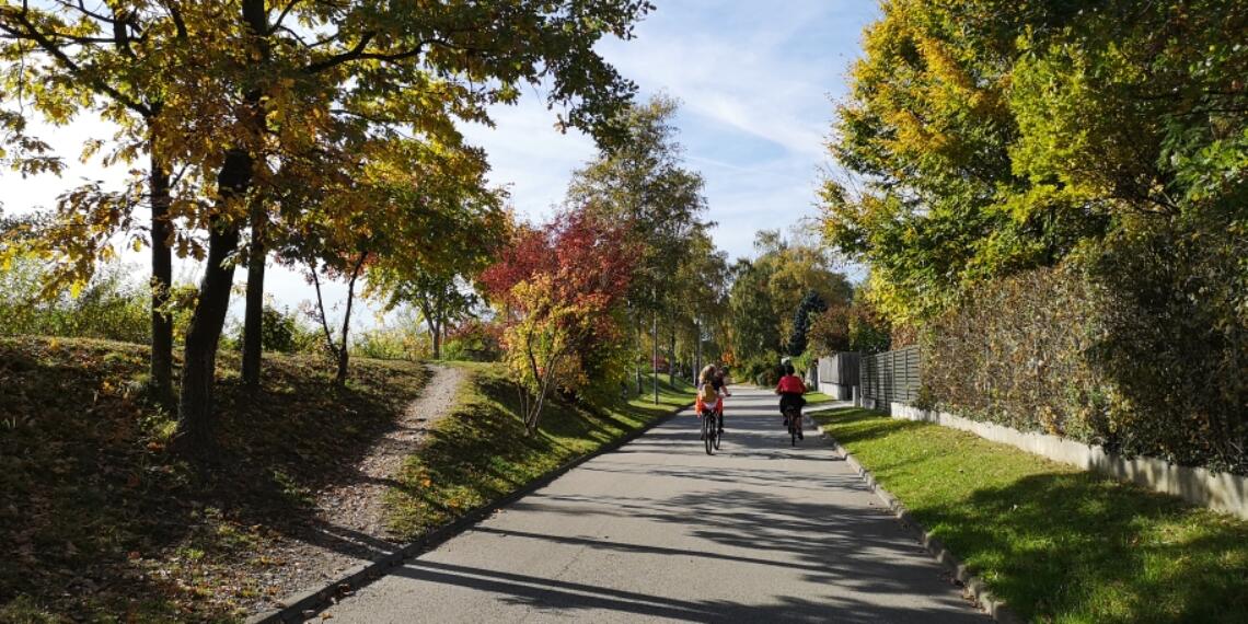 Radfahrer auf der Traunuferstraße